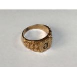 A gents 14ct gold signet ring, initial 'J', approx. 6.2g, ring size 'N'
