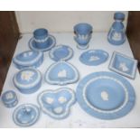 SECTION 24. Fourteen items of Wedgwood Jasperware including trinket boxes, pin dishes and small