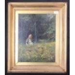 Study of a young girl picking flowers in a meadow, signed 'E. W. Sully', indistinctly dated 1924'