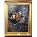 20th Century School. a Romantic early 17th century interior tavern scene with figures,