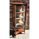 An Edwardian inlaid mahogany display cabinet, with raised back, serpentine front and single glazed