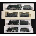 Four boxed Hornby "OO" gauge model railway locomotive and coal tender. Southern 795 "Sir Dinandan" &