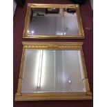 A large rectangular gilt-framed wall mirror with bevelled glass, 116x90cm, together with a Neo-