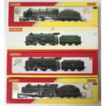 Four Hornby "OO" gauge model railway locomotive and tender. Schools Class. R3158, SR 4-4-0 "Class