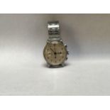 An unusual mid-20th century gents stainless steel Lemania chronograph wristwatch, possibly a 15 TL