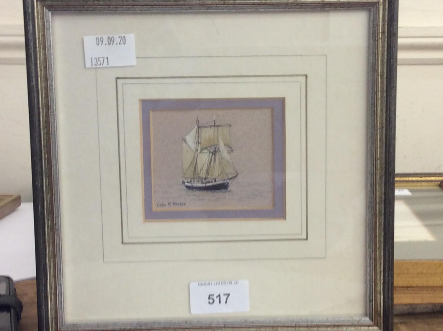 Colin M. Baxter - "The Schooner Helea" a small study, signed, w/c, 6x8cm, together with four