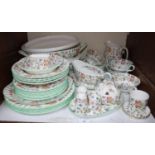 SECTION 18. Minton 'Haddon Hall' dinner wares including four dinner plates, six smaller plates, five