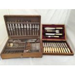 A six-place oak cased canteen of silver-plated cutlery by Mappin & Webb, (lacking 2 teaspoons),