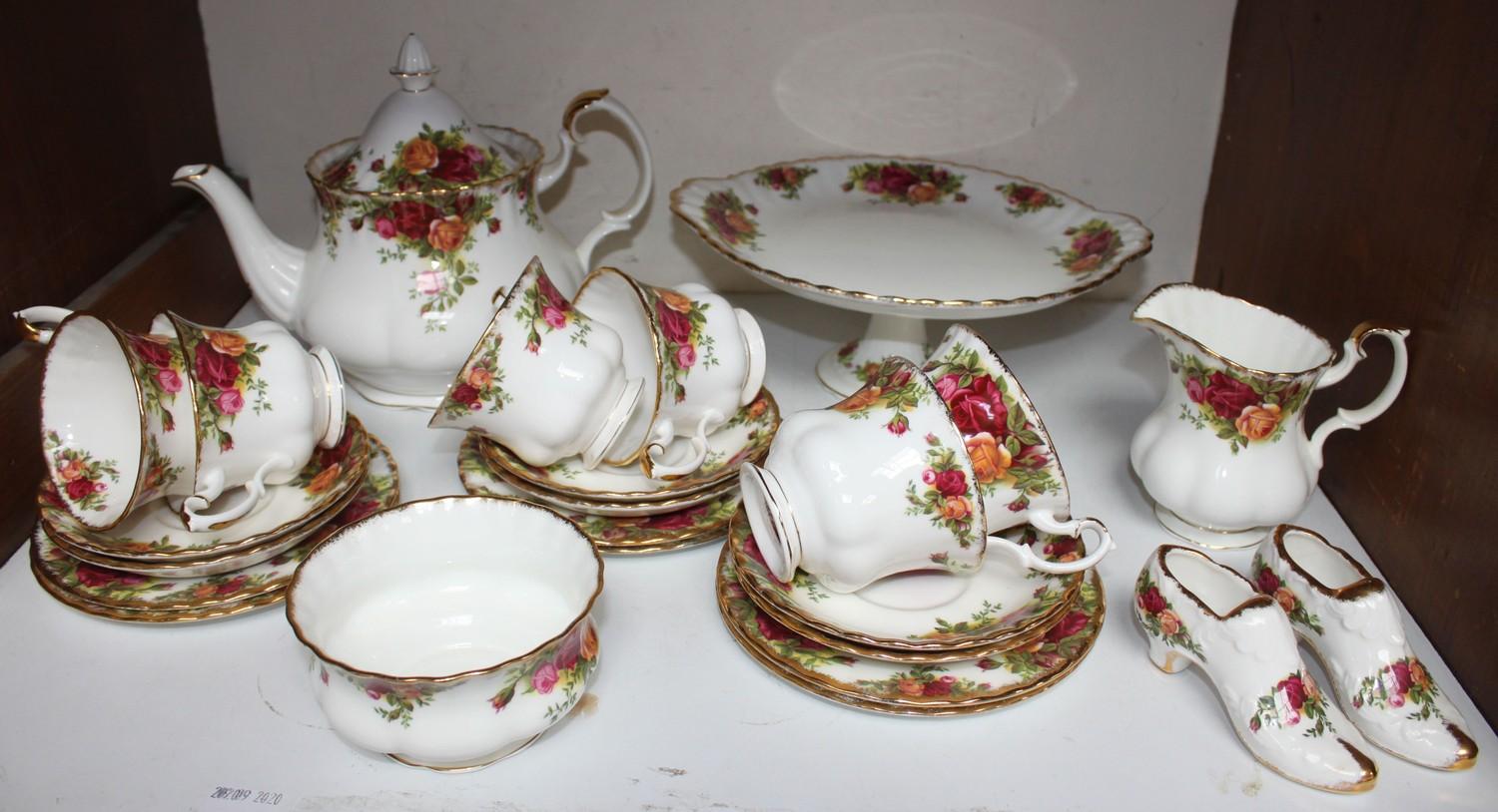 SECTION 1. A Royal Albert 'Old Country Roses' tea-set comprising six-each teacups, saucers and