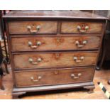 An early George III Cuban mahogany chest of two short and three long graduated drawers, with