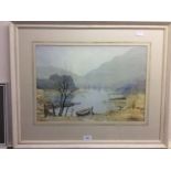 Sidney Passmore, landscape with lake and rowing boat, signed, w/c, 36x50cm, together with Alan