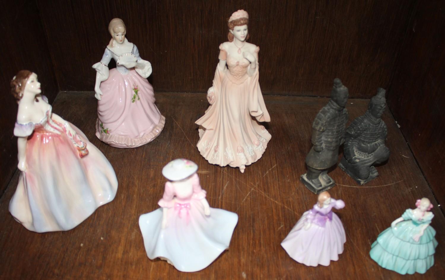 SECTION 39. Six various porcelain figurines including Coalport 'Evening Debut', 'The Garden