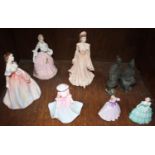 SECTION 39. Six various porcelain figurines including Coalport 'Evening Debut', 'The Garden