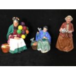 Three various Royal Doulton figures including 'The Old Balloon Seller HN 1315', 'Tuppence A Bag HN