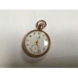 A 9ct gold J W Benson open-faced pocket watch, the white enamel dial with Arabic numerals denoting