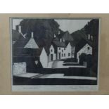 Ronald Thursby SGA, 'Ashover,' village scene in Chesterfield, woodblock, signed and titled in