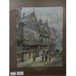 Thomas W. Walshaw (late 19th/ early 20th century), Figures in a street with Tudor buildings, signed,
