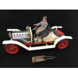 A Mamod Roadstar steam powered car, cream with red painted wheels, unboxed, approx. 40cm long