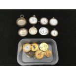 A quantity of silver and white metal pocket watches and parts including a 'Record Dreadnought' by