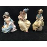 Three various Lladro figure groups including 'Repose' no. 2169 (af) 'The Greatest Love' no. 2186 and