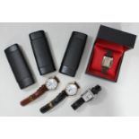 Four assorted wristwatches including three gents automatic Trias examples, a Gallucci automatic tank