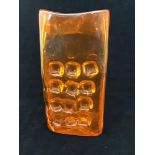 A large Whitefriars tangerine 'Mobile Phone' vase, with twelve non-uniform squares to one side and