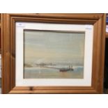 R. P. Hutchinson - Study of two barges, signed and dated '58', watercolour, mounted, glazed and