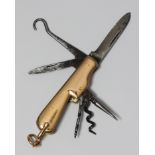 An 18ct gold multi-tool pocket knife by Sampson Mordan & Co. with knife and corkscrew etc. One