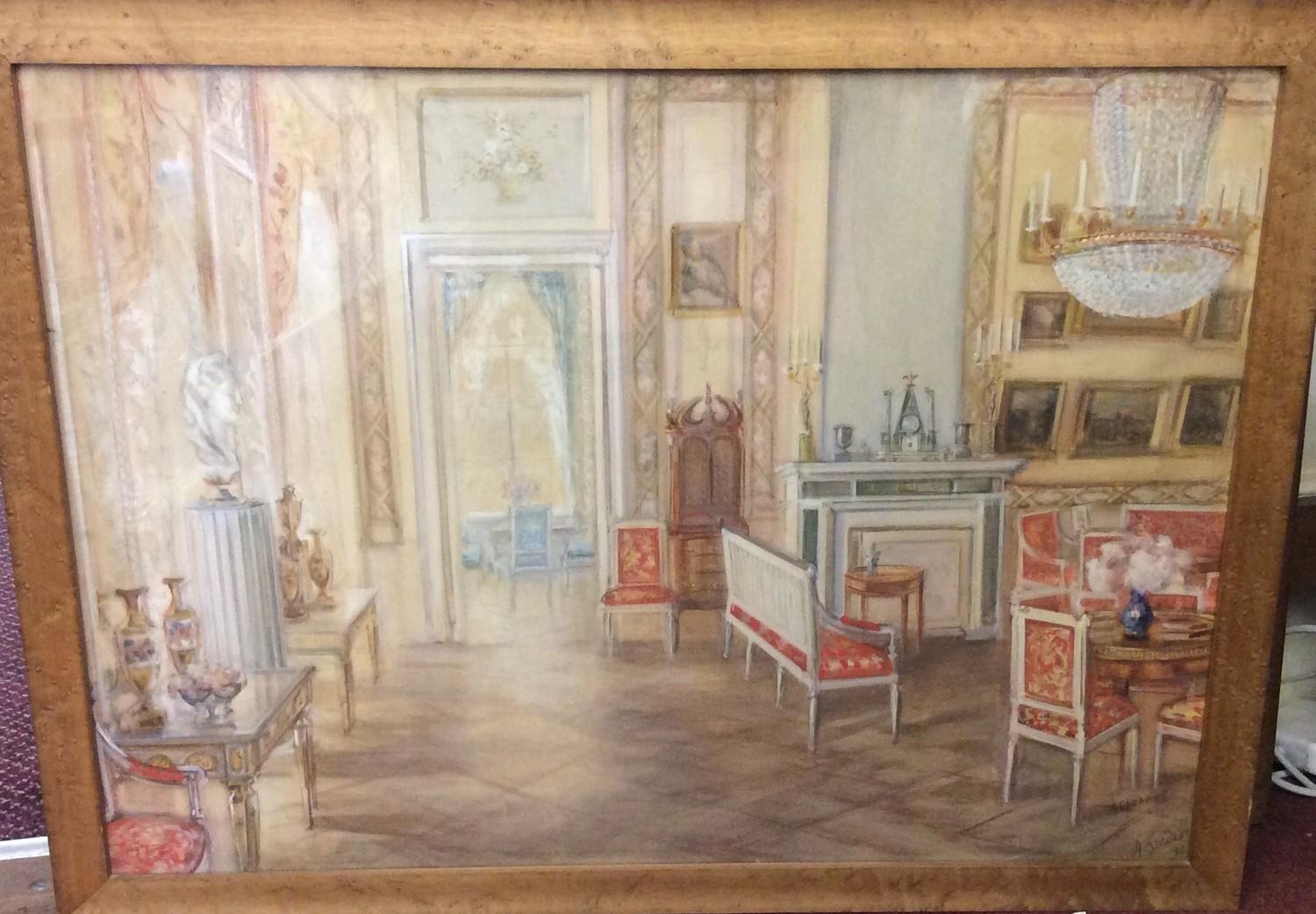 Alexander (Aleksandr) Valentinovich Sredin (Sreddin) (1872-1934), 'The Scarlet Drawing Room,' signed