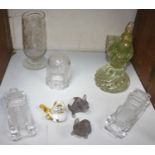 SECTION 24. Various glass items including a pair of French bulldogs, pair of classic cars, two