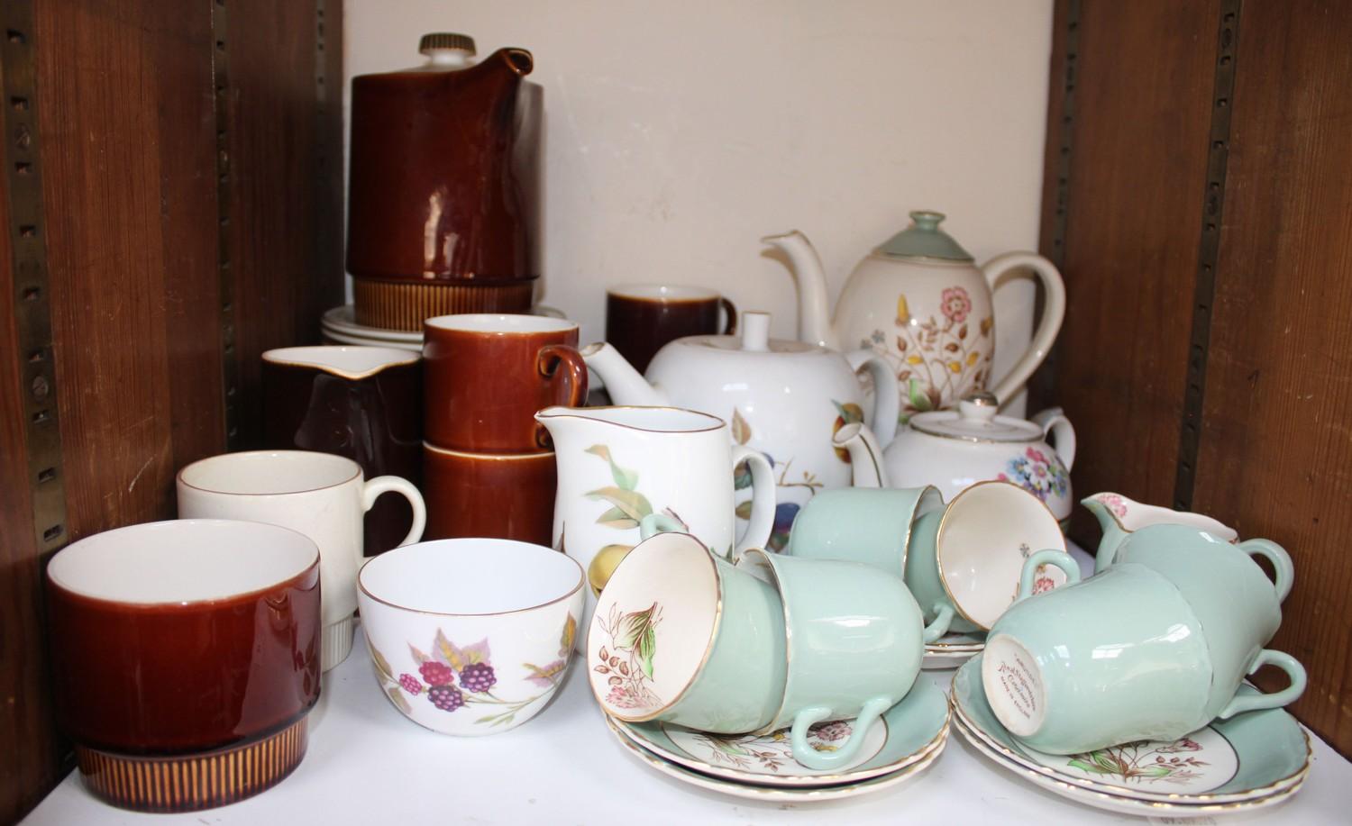 SECTION 21. Mixed ceramics including Royal Worcester 'Evesham' teapot, milk and sugar, Poole pottery