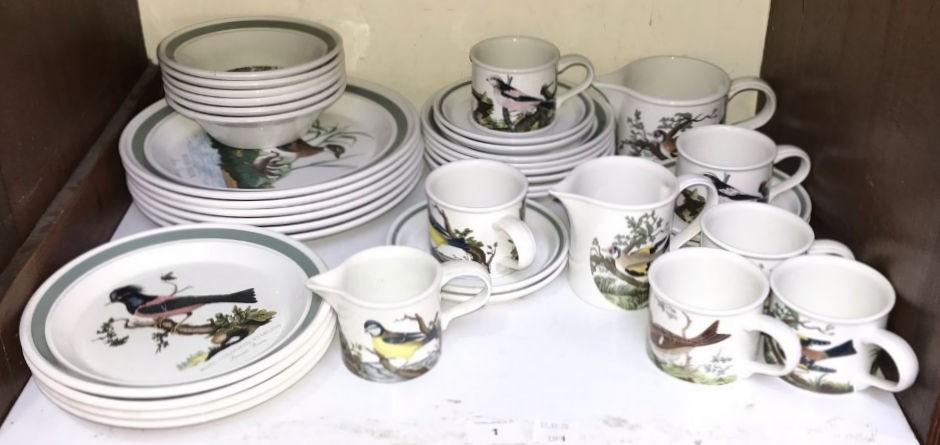 SECTION 1. A 37-piece Portmeirion 'Birds of Britain' by E. Donovan, comprising cups, saucers, side