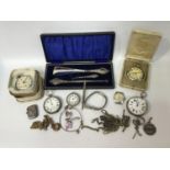 A ladies stainless steel Omega cocktail watch and five various pocket watches including two silver-