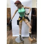 Life size mannequin of Lara Croft from the game and film Tomb Raider, Angelina Jolie style