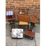 A small Sutherland table together with another occasional table with foliate carved edges, three