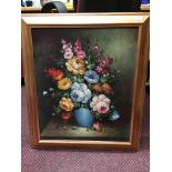 Still life study of flowers in a vase, signed A Watt, oil on canvas, in gilt frame, 60 x 50cm
