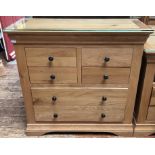 Three modern solid light oak chests of drawers, dovetailed hardwood drawers, 2x two short and two