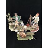 Three various Capodimonte 'vagabond' figures including an artist at his easel (af), 30cm high, a man