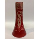 A Bernard Moore Art Pottery Vase of tapering cylindrical form, decorated with flambe glazes of
