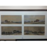 19th Century School. Four coaching scenes, framed together, watercolour, unsigned, each scene