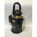 A Great Western Railway brass and black metal hand-held lantern, by G Polkey Ltd, Birmingham,