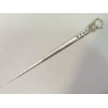 An early George III Silver Meat Skewer, with shell-capped ring pull, London, 1763, maker S.