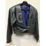 A vintage Yves Saint Laurent blue leather and suede ladies jacket, together with a ladies Armani