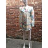 Vintage 'Mary McFadden' silk multi coloured mid length jacket size 4US