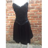 Vintage 'Riazee Boutique' black cocktail dress with beaded rose corset, 100% silk size 10US