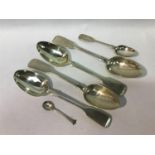 A set of four silver tablespoons, hallmarked Exeter, 1853, maker's mark of Josiah Williams & Co,