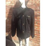 Revillon vintage black curly lamb fur jacket with gold buttons, no size