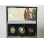 A 2006 Gold Proof Three-coin Sovereign Collection, comprising 22ct gold double, full and half