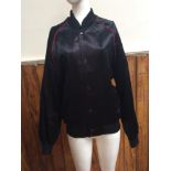 Vintage Black satin NBC logo jacket, size large, makers 'East West Enterprises' no size