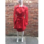 Vintage 'Gemma Kahng' red silk skirt and matching red spring coat, coat is a size 4US and skirt 6US